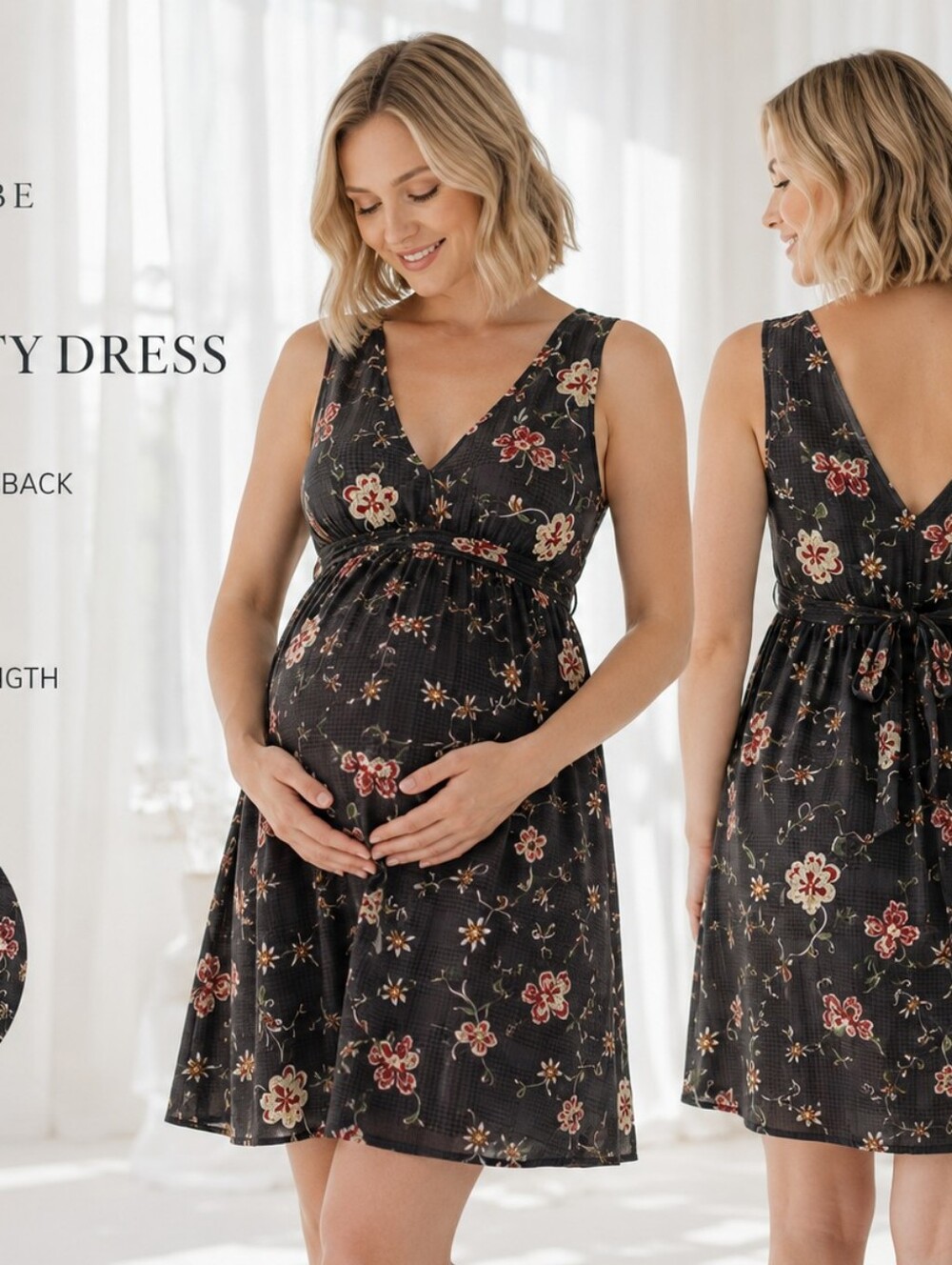 STORK & BABE Maternity Dress Floral Print Sz L   NWT